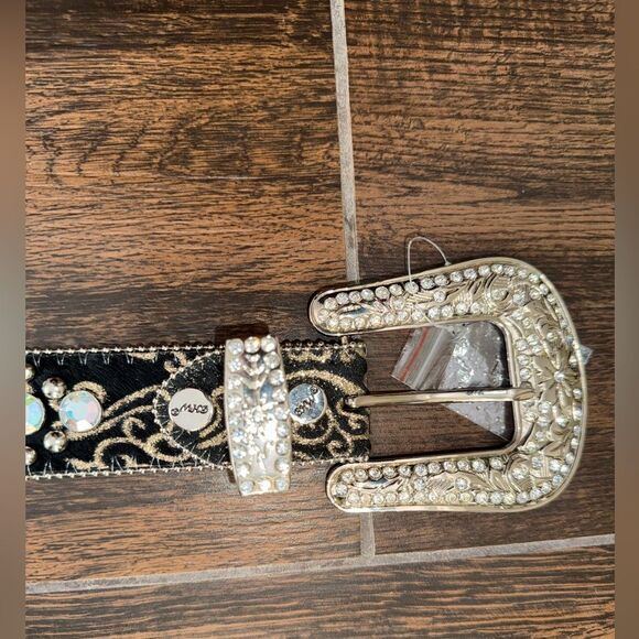 BHW Genuine Leather Cross Rhinestone Western Cowgirl Bling Belt Size large nwot main image 13